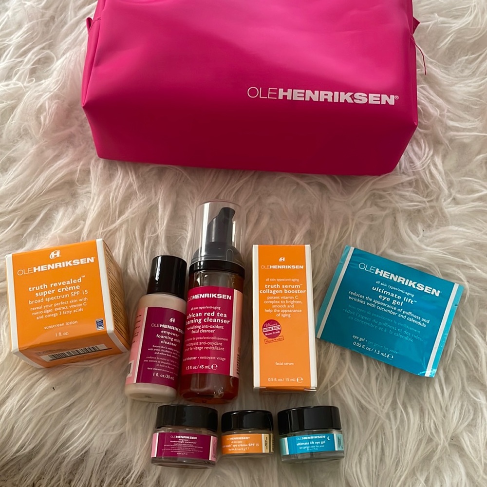 NWT NIB Ole Henriksen skincare set 8 pcs w pouch Sephora $100 insane deal!